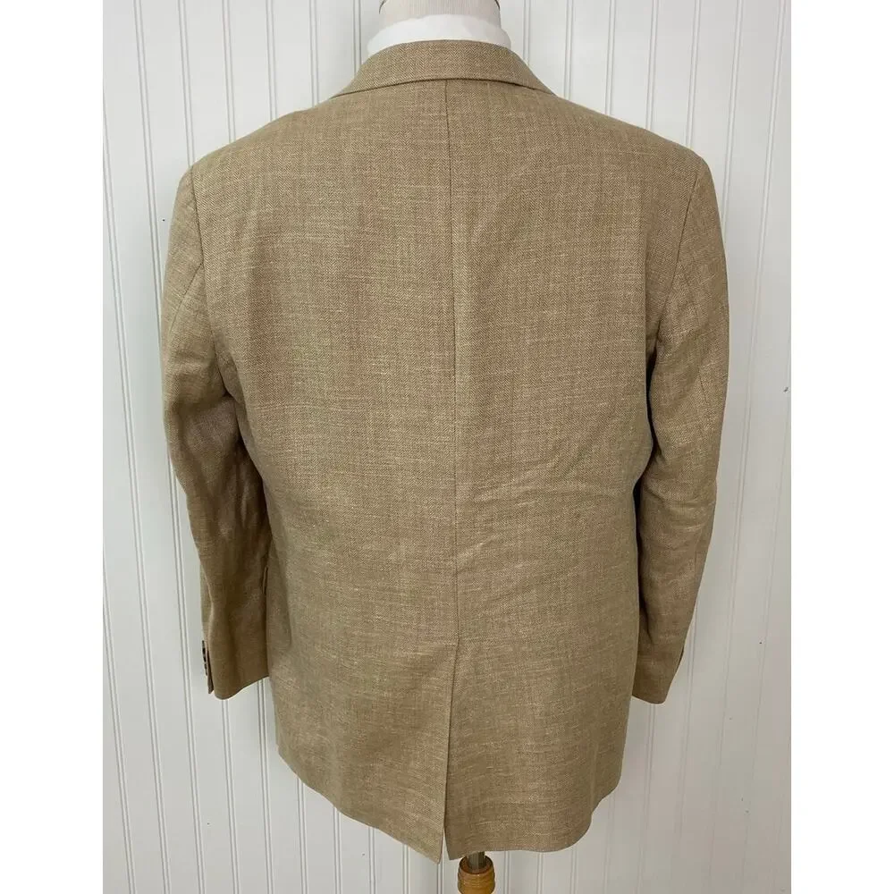 Men Brooks Brothers Madison herringbone silk linen wool 2-button blazer, 43R